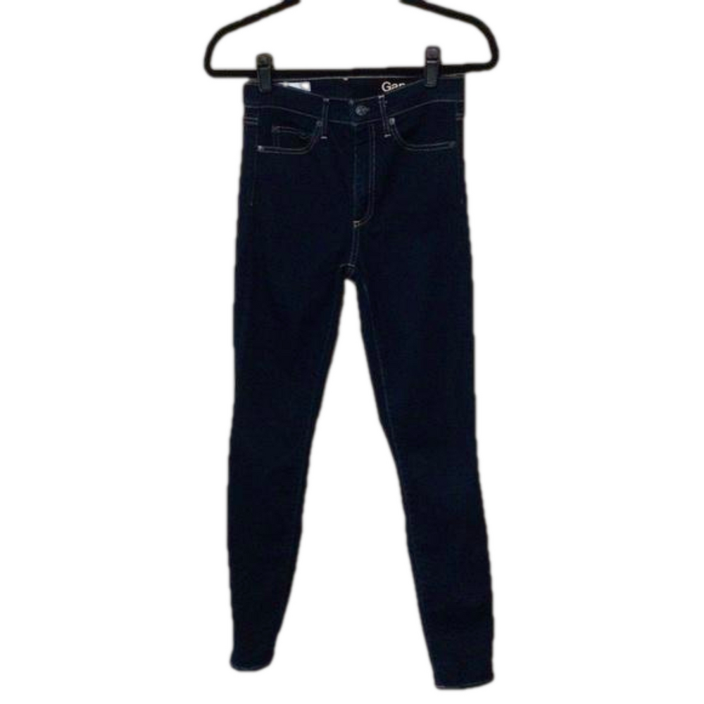 Gap Resolution Dark Wash True Skinny High Rise Jeans 26R Topstitch